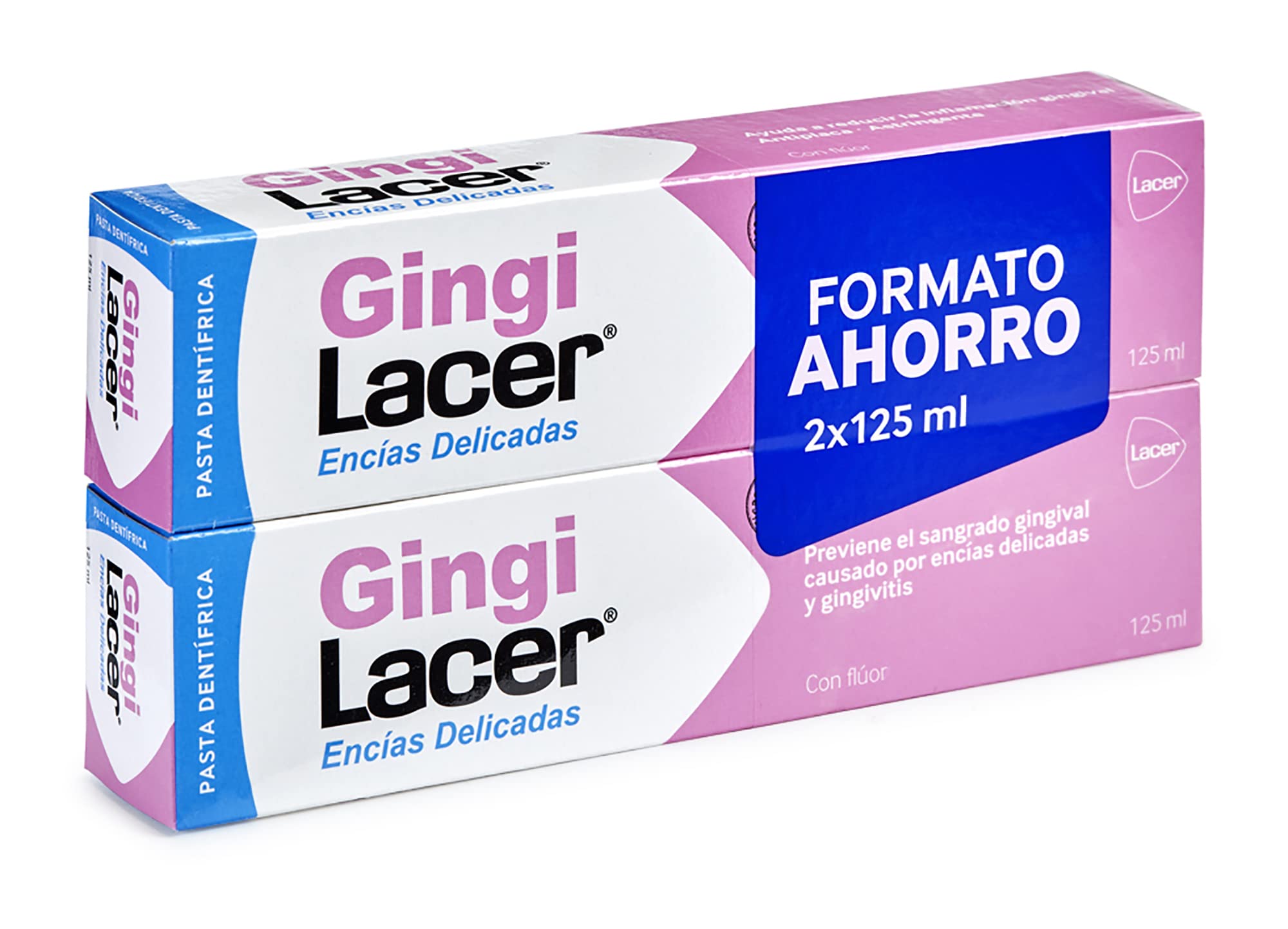 Lacer GINGI - Pasta de Dientes Duplo 125 ml, Reduce el Sangrado de las Encías, Protege las Encías, Reduce la Formación d