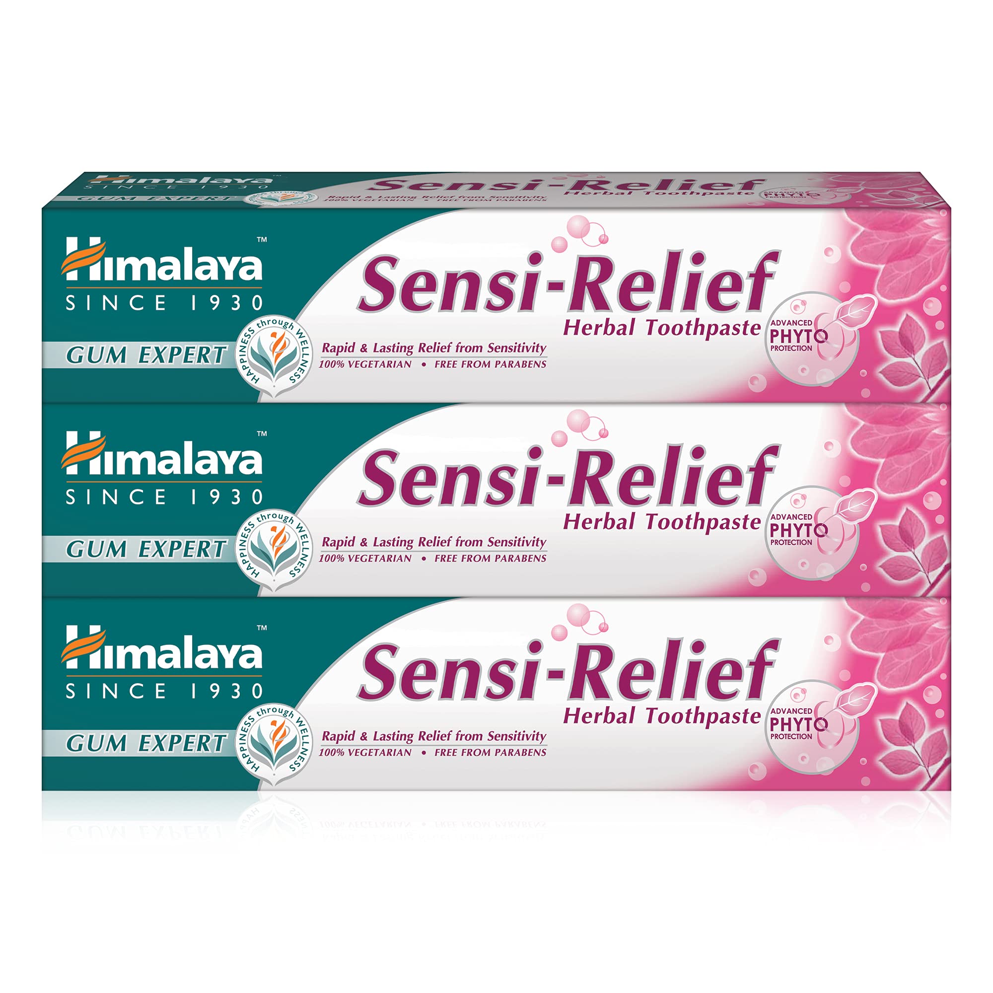 Himalaya Herbals Sensi-Relief Toothpaste para Sensibilidad Dental - Sin Parabeno - 100% Vegetariano (PAQUETE DE AHORRO -